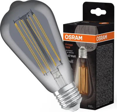 Zdjęcie produktu dla Żarówka LED Dekoracyjna ST64 Edison E27 11W = 42W 500lm 1800K Ciepła 320° Dymiona Filament Ściemnialna Vintage 1906 Osram