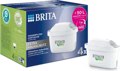 Zdjęcie produktu dla BRITA® 122188 Wkład do filtra wody MAXTRA PRO z dodatkową ochroną przed osadzaniem się kamienia - opakowanie 4 szt