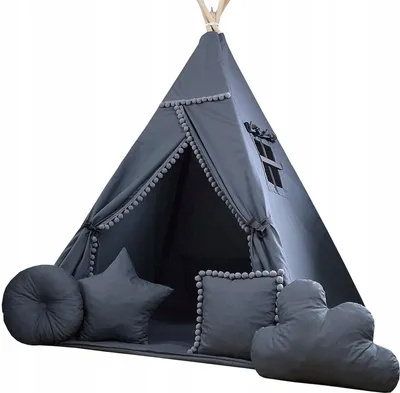 Produktbild von Dětský stan TEEPEE (TÝPÍ) SUPERIOR s doplňky - GRAFITOVÝ