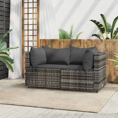 Produktbild von Garten-Ecksofas mit Kissen 2 Stk. Grau Poly Rattan , Gartensofas Design 2024