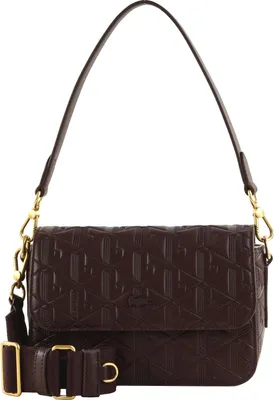 Produktbild von LACOSTE Leder Umhängetasche Schultertasche Maheki Flap Crossover Bag Fudge dunkelbraun