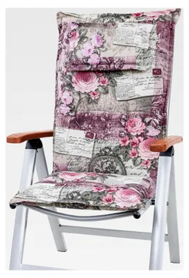 Produktbild von Hochlehner Auflage Rom Blumen rosa-grau Landhaus Sitzpolster 120x50x9 cm mit Kopfpolster