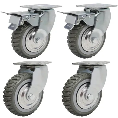 Obrázek produktu pro 4 kusy robustních otočných koleček o průměru 150 mm s brzdou, otočných o 360°, s nosností 1000 kg