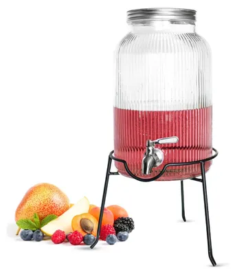 Produktbild von Getränkespender 5 Liter mit Zapfhahn aus Edelstahl Ständer Wasserspender Saftspender Dispenser