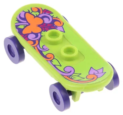 Produktbild von 1x Lego Figuren Zubehör Skateboard lime Räder dunkel lila Sticker 42511c04pb15