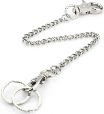Produktbild von Herren Hosenkette, Brieftasche Kette Schlüsselkette mit Karabiner und Schlüsselring Punk-Schlüsselanhänger Jean Kette für Biker Trucker(24"/60.96cm, Silber）