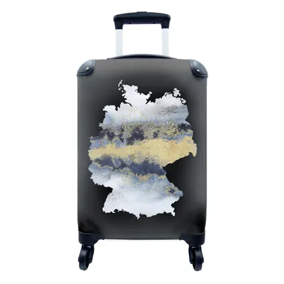 Produktbild von MuchoWow® Koffer Handgepäck Trolley Rollkoffer Kleine Reisekoffer mit 4 Rollen - Karte von Europa - Deutschland - Blau - Cabin Size < 55x40x23 cm & 55x40x20 cm - Fotokoffer - Kabinenkoffer - Boardgepäck - Reise-Box - Reisekoffer - Reisegepäck - Koffer mit Bild - Trolley für Kinder