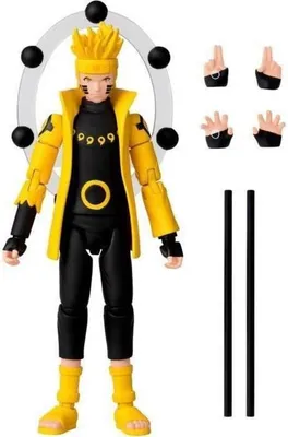 A product shot of an action figure with accessories.