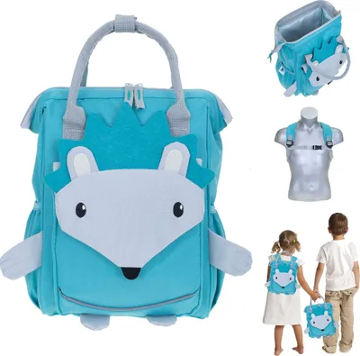 Produktbild von Rucksack für Kinder Jungen Mädchen Elephant Kids Kindergartenrucksack Kindi Vorschule backpack Kinderrucksack mit Klappöffnung 357 Igel Waldtiere Türkis