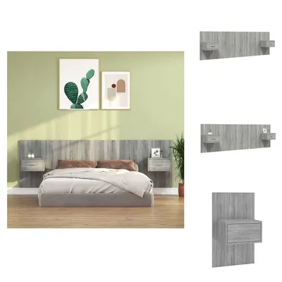 Image de vidaXL Tête de lit avec chevets Gris Sonoma Bois composite - Tête & Pieds de lit