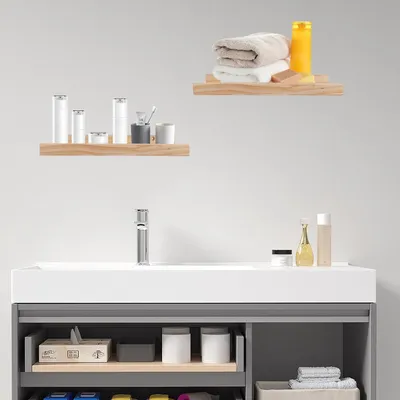 Produktbild von Set von 4 Schwebenden Wandregalen - Holzregale für Wohnzimmer, Küche und Schlafzimmer