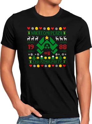 Produktbild von BaumwolleCloud Nakatomi Xmas Party Herren T-Shirt xmas weihnachten weihnachtspullover ugly sweater