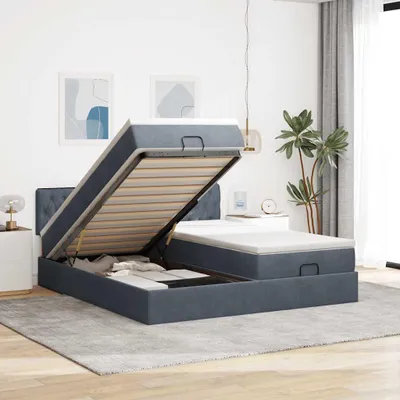 Obrázek produktu pro vidaXL Osmanská postel s matracemi tmavě šedá 180x200 cm sametová