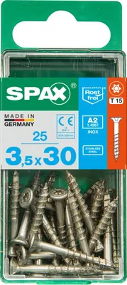 Produktbild von SPAX 4197000350301, Schraube, Edelstahl, Holz, Flachkopf, Torx, Edelstahl