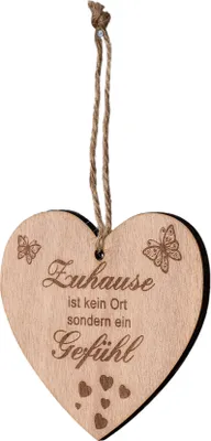 Produktbild von Herz 9x10cm Birkenholz Sprüche Familie Zuhause Liebe Deko Holz Anhänger Geschenk