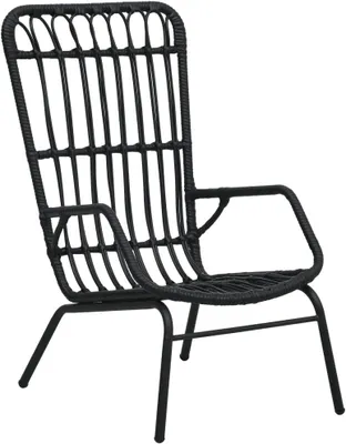 Produktbild von Gartenstuhl aus schwarzem Poly-Rattan mit Stahlgestell für Garten und Terrasse