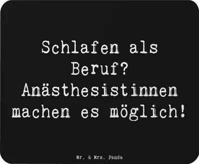 Produktbild von Mr. & Mrs. Panda Mauspad Spruch Anästhesistin Freude - Schwarz - Geschenk, handgefertigte Geschenke, Intensivpflege, mausteppich, pc mausunterlage, Beruf, Vitalfunktionen