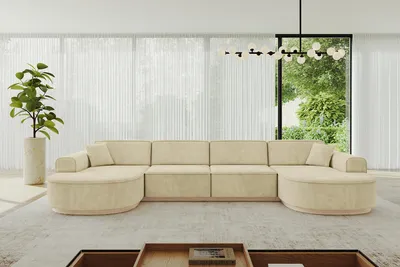 Produktbild von ALTDECOR Ecksofa in U-Form  MARI-U2-v1 - 388x171x83 cm Beige -  Corner Sofa Bett Eckcouch Couch L-Form Wohnlandschaft Cauchsofa