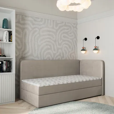 Produktbild von Masseno Boxspringbett GINA 80x200 cm Komplett-Set mit Bonell Matratze und Topper, Polsterbett mit Bettkästen -Beige, PAROS 02