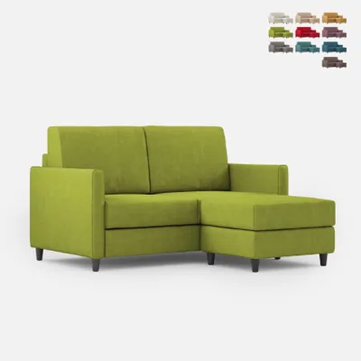 Produktbild von Moderner Zweisitzer-Stoffsofa 158cm mit Fußhocker Karay 140P - Dunkel Grün