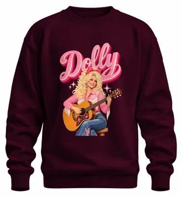 Produktbild von Dolly Parton Country Musik Sängerin Gitarre Cowgirl Western Sweatshirt Pullover, Burgundy, M