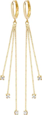Produktbild von Edle 9 Karat (375) Gold Damen - Paar Ohrringe mit Zirkonia - 67mm*6mm; TRS20283