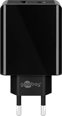 Produktbild von USB-C PD Dual-Schnellladegerät 30 Watt (schwarz, 1x USB-A, 1x USB-C PD)