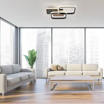 Immagine prodotto di Lampada da soffitto a LED moderna nera con decorazioni in legno SEVENT Leuchten Direkt 14117-78