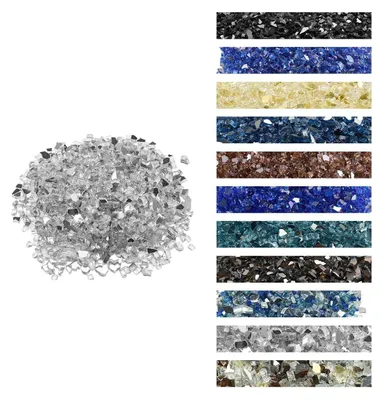 Immagine prodotto di Vetro per caminetto VEVOR, 9 kg di blocchi di vetro resistenti alle alte temperature, perle di vetro per caminetto riflettenti da 12,7 mm, rocce di vetro per caminetto, vetro per caminetto, cristallo di fuoco, perle di fuoco, per caminetti a gas, trasparente