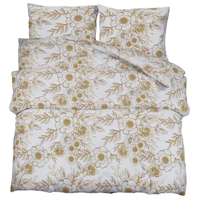 Immagine prodotto di vidaXL Set di biancheria da letto bianca e marrone 200x200 cm in cotone