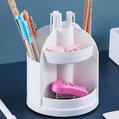 Produktbild von 360 Rotationen Bleistifthalter Schreibtisch Organizer Ordentlich Büro Aufbewahrungsbox Zubehör Büro Schrein 4 Fächer Multifunktion