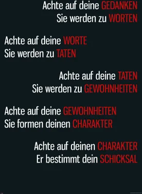 Produktbild von Achte auf deine Gedanken - Motivational - Poster Druck - Größe cm