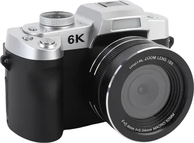 Zdjęcie produktu dla Aparat cyfrowy UHD, 6K, 84 MP, 18-krotny zoom, autofokus, WLAN, z 3-calowym ekranem 180° z lampą błyskową do nagrywania wideo w podróży, czarny