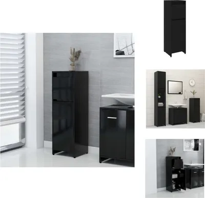 Produktbild von vidaXL Badezimmerschrank Schwarz 30x30x95 cm Holzwerkstoff -  Badezimmermöbel-Sets