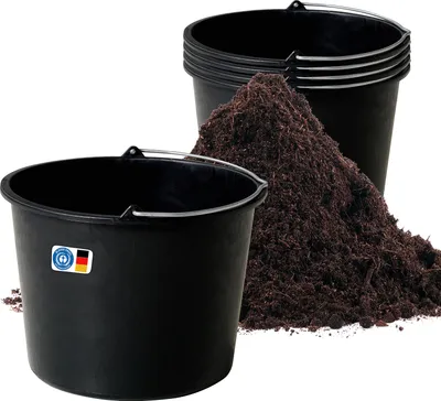 Produktbild von BigDean 5X Baueimer 20l - Mörteleimer mit Henkel - Eimer für Baustelle & Garten - Stabiler Wasserkübel, Betoneimer mit Skala, Blauer Engel - Germany
