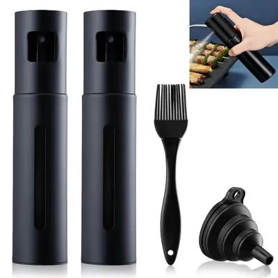 Produktbild von 2er Set Edelstahl Ölsprüher,Essig-&Ölspender,100ml,mit präziser Ölkontrolle,tropffrei,Für Heißluftfritteuse,Grill& Backen