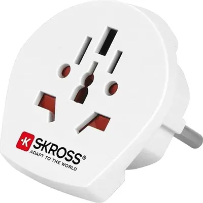 Image de SKROSS 39769 Adaptateur pays monde sur Europe, blanc - convient pour tous les appareils avec ou sans mise à la terre (2 et 3 pôles)