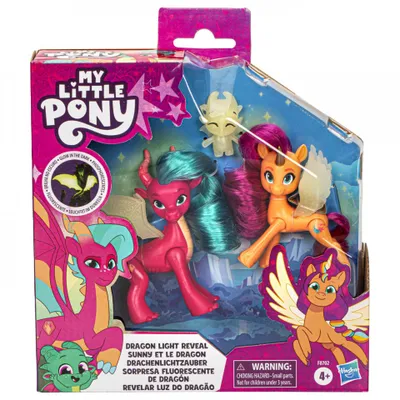 Zdjęcie produktu dla My Little Pony Tell Your Tale Dragon Light Reveal, 3 wiecce w ciemnoci lalki, 3-calowe zabawki dla dziewczynek i chopcw w wieku 4+