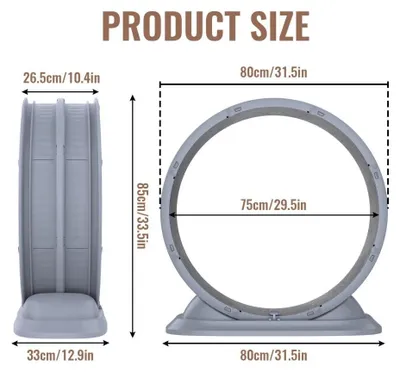 Obrázok produktu pre Bežežný pás pre mačky - Vnútorný bežecký pás pre mačky - Tiché ložiská - 85 × 80 × 33 cm - Vymeniteľná škrabacia podložka - Bez elektrickej energie - Svetlosivá farba