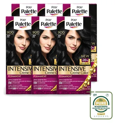 Immagine prodotto di 6 confezioni di tinta per capelli Poly Palette, colore nero (900), contenimento 115 ml ciascuna, confezione da 6 pezzi