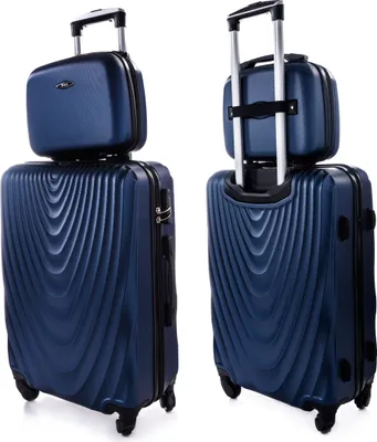 Produktbild von RGL 663 Kofferset ABS++ Hartschalen Koffer abnehmbare Räder Trolley 2tlg Koffer XXL + Kosmetikkofer Dunkel Blau