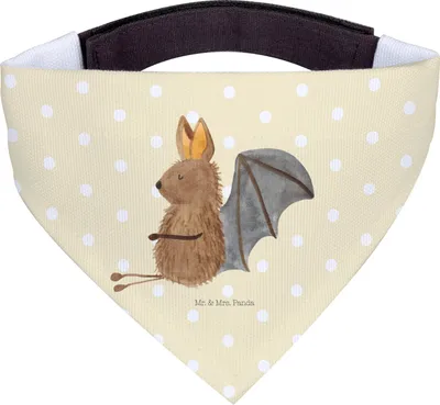 Produktbild von Mr. & Mrs. Panda Halstuch Hund Fledermaus Sitzen - Gelb Pastell - Geschenk, für, Entspannen, Fledermäuse, Dreieckstuch, Hunde Hals Tuch, Bandana, Lustige Sprüche, Schal