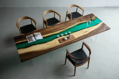 Produktbild von Epoxidharz Esstisch River Table Echtes Holz Massiv Tische 220x90 Flusstisch Neu