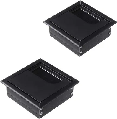 Obrázek produktu pro Hliníkový organizér kabelů do kanceláře, sada 2 ks, obdélníkový otvor 8 x 8 cm s kartáčovým uzávěrem a krytem kabelů