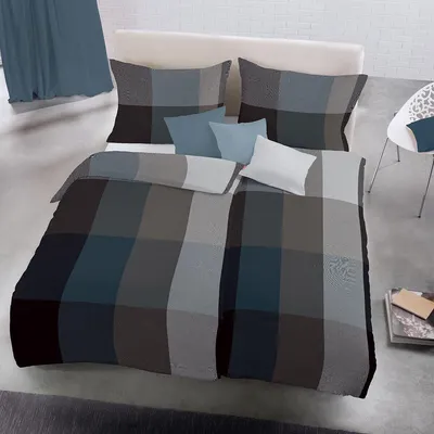 Produktbild von Fleuresse Flanell Bettwäsche Lech 604386-0002 blau Größe: 135x200 cm