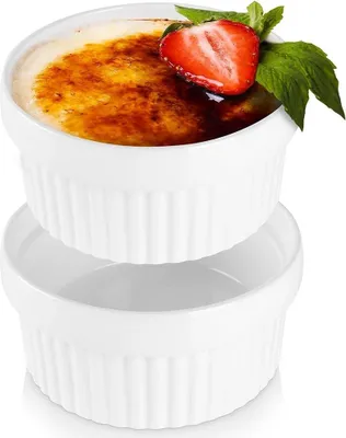 Image de Excellent ensemble de 2 ramequins en porcelaine blanche, 11 x 5 cm.