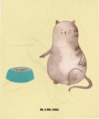 Produktbild von Mr. & Mrs. Panda Babydecke Katze Fressen - Gelb Pastell - Geschenk, Plaid, Schlummerdecke, Erstlingsdecke, Kinderdecke, Fleecedecke