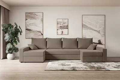 Produktbild von ALTDECOR Ecksofa mit Schlaffunktion und Bettkasten Corner Sofa Eckcouch Couch U-Form universal, links/rechts angeordnet Schlafcouch Ausziehbar Wohnlandschaft  ALESIA-U - 301x140x90cm Braun