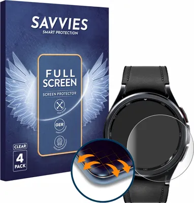 Produktbild von 4x Savvies Fullscreen Schutzfolie für Samsung Galaxy Watch 6 Classic (47 mm) Displayschutz Folie Fullcover Klar Transparent