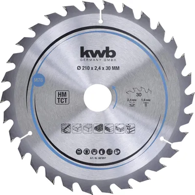 Produktbild von Kreissägeblatt kwb 210x30mm Z 30 für Weich- & Hartholz, Spanplatte